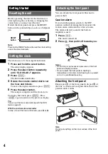 Предварительный просмотр 4 страницы Sony CDX-GT200 - Fm/am Compact Disc Player Operating Instructions Manual