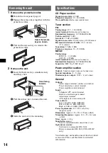 Предварительный просмотр 14 страницы Sony CDX-GT200 - Fm/am Compact Disc Player Operating Instructions Manual