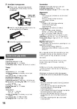 Предварительный просмотр 86 страницы Sony CDX-GT200 - Fm/am Compact Disc Player Operating Instructions Manual