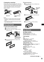 Предварительный просмотр 13 страницы Sony CDX-GT217 Operating Instructions Manual