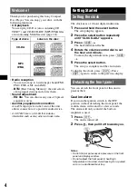 Предварительный просмотр 4 страницы Sony CDX-GT21W - 200w Cd Receiver Operating Instructions Manual