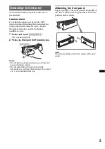 Предварительный просмотр 5 страницы Sony CDX-GT240 Operating Instructions Manual