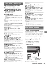 Предварительный просмотр 11 страницы Sony CDX-GT240 Operating Instructions Manual