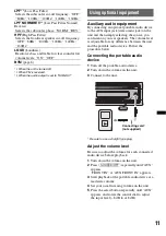 Предварительный просмотр 11 страницы Sony CDX-GT24W - Cd Receiver Mp3/wma Player Operating Instructions Manual