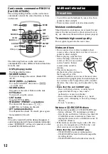 Предварительный просмотр 12 страницы Sony CDX-GT24W - Cd Receiver Mp3/wma Player Operating Instructions Manual