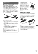 Preview for 13 page of Sony CDX-GT25 Operating Instructions Manual