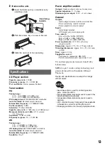 Предварительный просмотр 13 страницы Sony CDX-GT250S Operating Instructions Manual