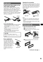 Предварительный просмотр 15 страницы Sony CDX-GT317EE Operating Instructions Manual