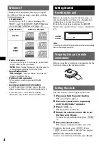 Preview for 4 page of Sony CDX-GT31W - Fm/am Compact Disc Player Operating Instructions Manual