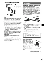 Preview for 13 page of Sony CDX-GT31W - Fm/am Compact Disc Player Operating Instructions Manual