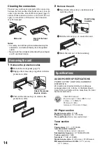 Preview for 14 page of Sony CDX-GT31W - Fm/am Compact Disc Player Operating Instructions Manual