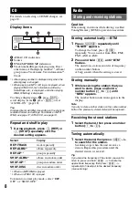 Предварительный просмотр 8 страницы Sony CDX-GT350 Operating Instructions Manual