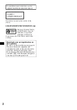 Preview for 2 page of Sony CDX-GT370 Operating Instructions Manual