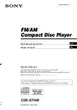 Sony CDX-GT400 - Fm/am Compact Disc Player Operating Instructions Manual предпросмотр