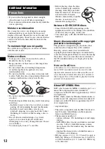 Preview for 12 page of Sony CDX-GT400 - Fm/am Compact Disc Player Operating Instructions Manual