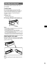 Preview for 5 page of Sony CDX GT420U - Radio / CD Operating Instructions Manual