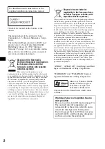 Предварительный просмотр 2 страницы Sony CDX-GT420U Operating Instructions Manual