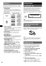 Предварительный просмотр 4 страницы Sony CDX-GT420U Operating Instructions Manual