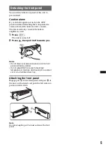 Предварительный просмотр 5 страницы Sony CDX GT430IP Operating Instructions Manual