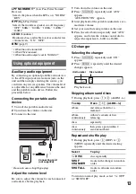 Предварительный просмотр 13 страницы Sony CDX GT430IP Operating Instructions Manual