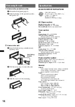 Предварительный просмотр 16 страницы Sony CDX GT430IP Operating Instructions Manual