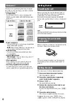 Предварительный просмотр 4 страницы Sony CDX-GT44IP Operating Instructions Manual