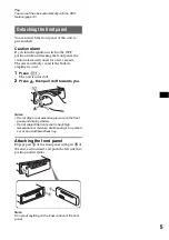 Предварительный просмотр 5 страницы Sony CDX-GT44IP Operating Instructions Manual