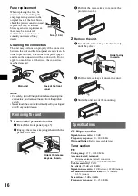 Предварительный просмотр 16 страницы Sony CDX-GT44IP Operating Instructions Manual