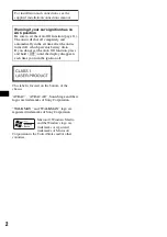 Preview for 2 page of Sony CDX-GT460US Operating Instructions Manual