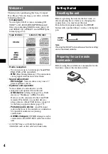 Preview for 4 page of Sony CDX-GT460US Operating Instructions Manual