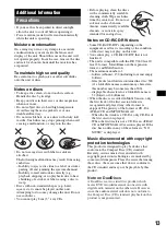 Preview for 13 page of Sony CDX-GT460US Operating Instructions Manual