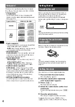 Предварительный просмотр 4 страницы Sony CDX-GT470U Operating Instructions Manual