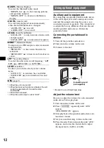 Предварительный просмотр 12 страницы Sony CDX-GT470U Operating Instructions Manual