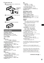 Предварительный просмотр 17 страницы Sony CDX-GT470U Operating Instructions Manual