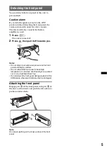 Предварительный просмотр 5 страницы Sony CDX-GT480US Operating Manual