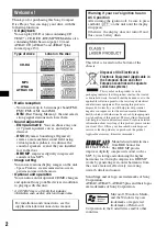 Предварительный просмотр 2 страницы Sony CDX-GT500EE Operating Instructions Manual