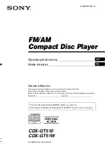 Sony CDX-GT510 - Fm-am Compact Disc Player Operating Instructions Manual preview