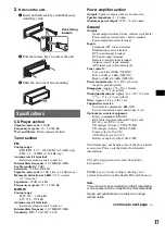 Предварительный просмотр 17 страницы Sony CDX-GT517EE Operating Instructions Manual