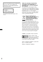 Предварительный просмотр 2 страницы Sony CDX-GT540UI Operating Instructions Manual