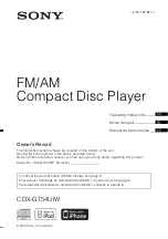 Предварительный просмотр 1 страницы Sony CDX-GT54UIW - Cd Receiver Mp3/wma/aac Player Operating Instructions Manual