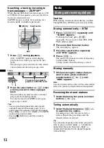 Предварительный просмотр 12 страницы Sony CDX-GT54UIW - Cd Receiver Mp3/wma/aac Player Operating Instructions Manual