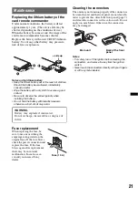 Предварительный просмотр 21 страницы Sony CDX-GT54UIW - Cd Receiver Mp3/wma/aac Player Operating Instructions Manual