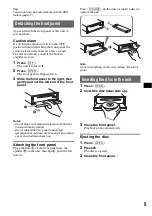 Предварительный просмотр 5 страницы Sony CDX-GT55IP Operating Instructions Manual