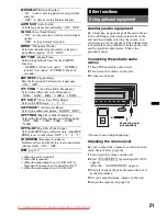 Предварительный просмотр 21 страницы Sony CDX-GT600UI Operating Instructions Manual