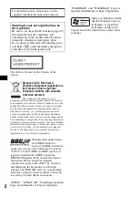 Preview for 2 page of Sony CDX-GT610U Operating Instructions Manual