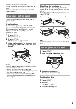 Предварительный просмотр 5 страницы Sony CDX-GT610U Operating Instructions Manual