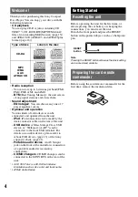 Предварительный просмотр 4 страницы Sony CDX-GT610UI - Cd Receiver With Ipod Connection Operating Instructions Manual