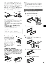 Предварительный просмотр 17 страницы Sony CDX-GT610UI - Cd Receiver With Ipod Connection Operating Instructions Manual