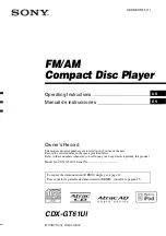 Sony CDX-GT61UI - Cd Receiver With Ipod Connection Operating Instructions Manual preview