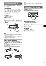 Preview for 5 page of Sony CDX-GT62IPW - Fm/am Compact Disc Player Operating Instructions Manual